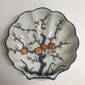 Nora Fenton Cherry Blossoms Shell Dish Hand Decorated Hong Kong Japan Trinket
